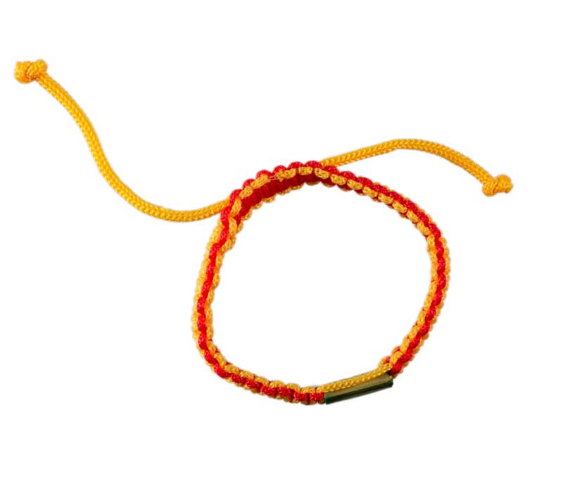 Bracelet Bouddhiste Sai Sin Orange et Rouge avec Takrut – Tradition Thaïlandaise