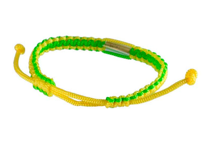 Bracelet Bouddhiste Sai Sin Vert et Jaune avec Takrut – Thaïlande
