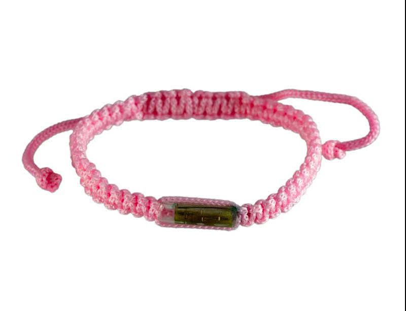 Bracelet Sai Sin Rose avec Takrut – Bijou Bouddhiste de Thaïlande