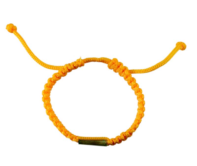 Bracelet Bouddhiste Sai Sin Jaune avec Takrut – Tradition Thaïlandaise