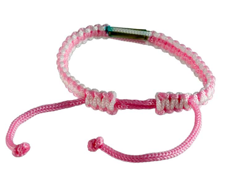Bracelet Bouddhiste Sai Sin Rose et Blanc avec Takrut – Thaïlande