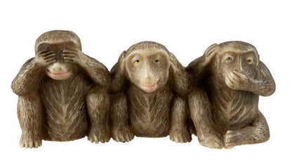 3 Singes De La Sagesse – Set De 3 Figurines En Résine