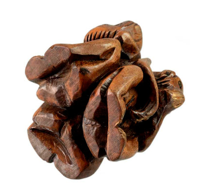 Statuette 3 Singes De La Sagesse En Bois – Artisanat Indien