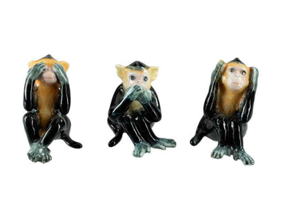 3 Singes De La Sagesse En Porcelaine – Ensemble Décoratif