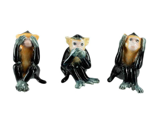 3 Singes De La Sagesse En Porcelaine – Ensemble Décoratif