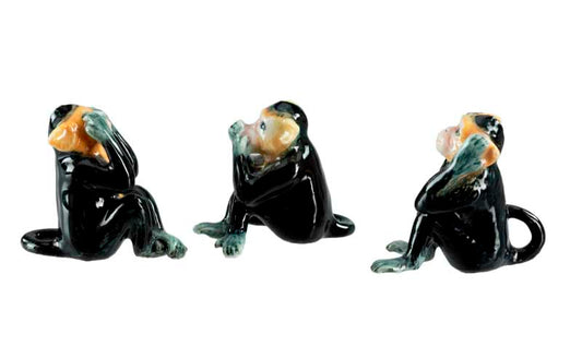 3 Singes De La Sagesse En Porcelaine – Ensemble Décoratif