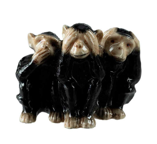 Statuettes 3 Singes de la Sagesse en Porcelaine – Chine