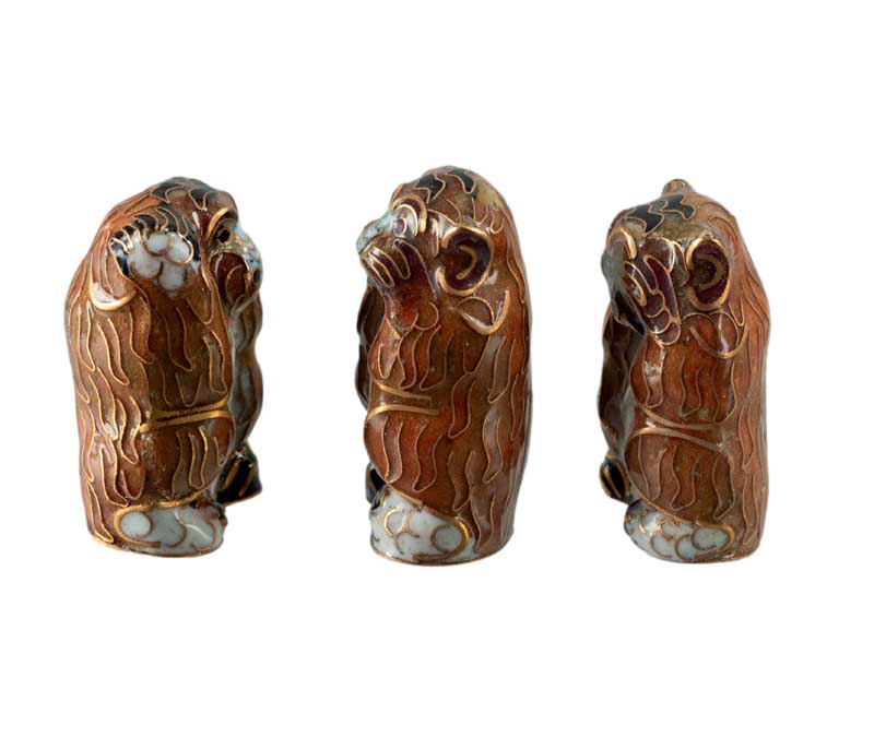3 Singes de la Sagesse en Métal Émaillé – Figurines Artisanales de Chine