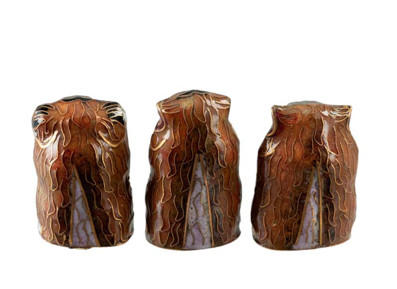 3 Singes de la Sagesse en Métal Émaillé – Figurines Artisanales de Chine