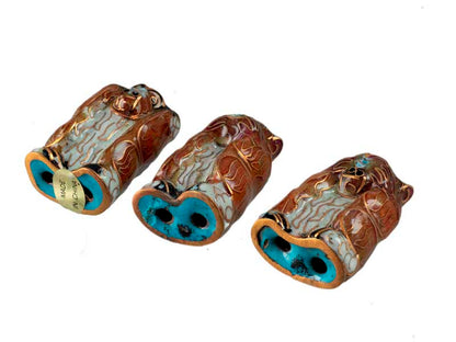 3 Singes de la Sagesse en Métal Émaillé – Figurines Artisanales de Chine