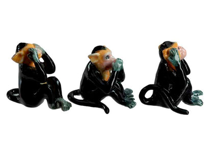 Statuettes 3 Singes de la Sagesse en Porcelaine – Thaïlande