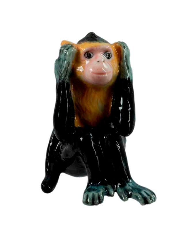 Statuettes 3 Singes de la Sagesse en Porcelaine – Thaïlande