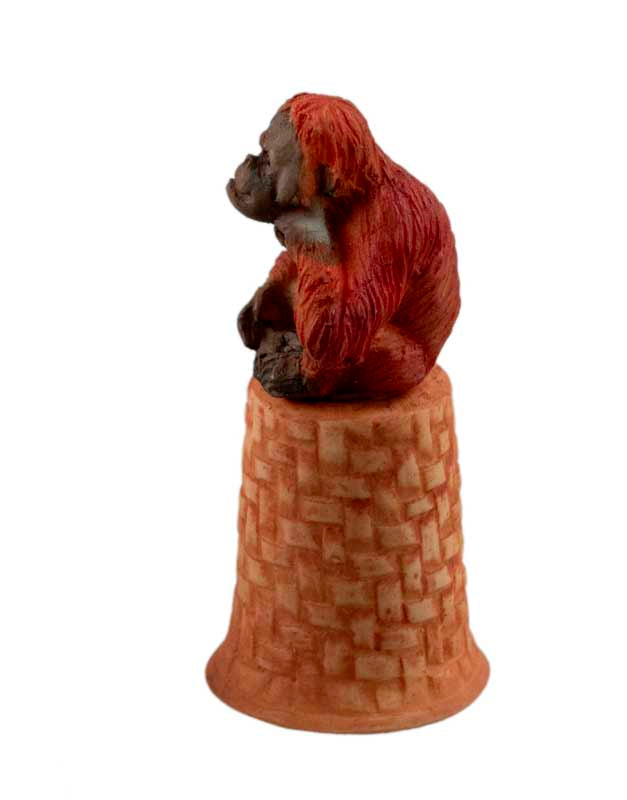Dé à Coudre Singe Orang-Outan en Céramique – Artisanat de Thaïlande