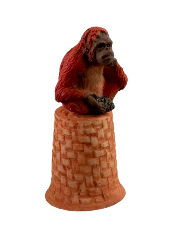 Dé à Coudre Singe Orang-Outan en Céramique – Artisanat de Thaïlande