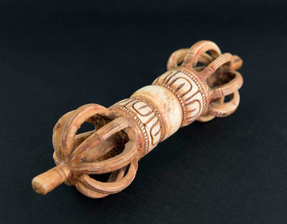 Vajra Tibétain En Os De Yak Sculpté – Dorje Rituel Tantrique Bouddhiste Du Népal