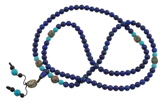 Mala Tibétain Lapis Lazuli – Collier Bouddhiste Pour La Méditation