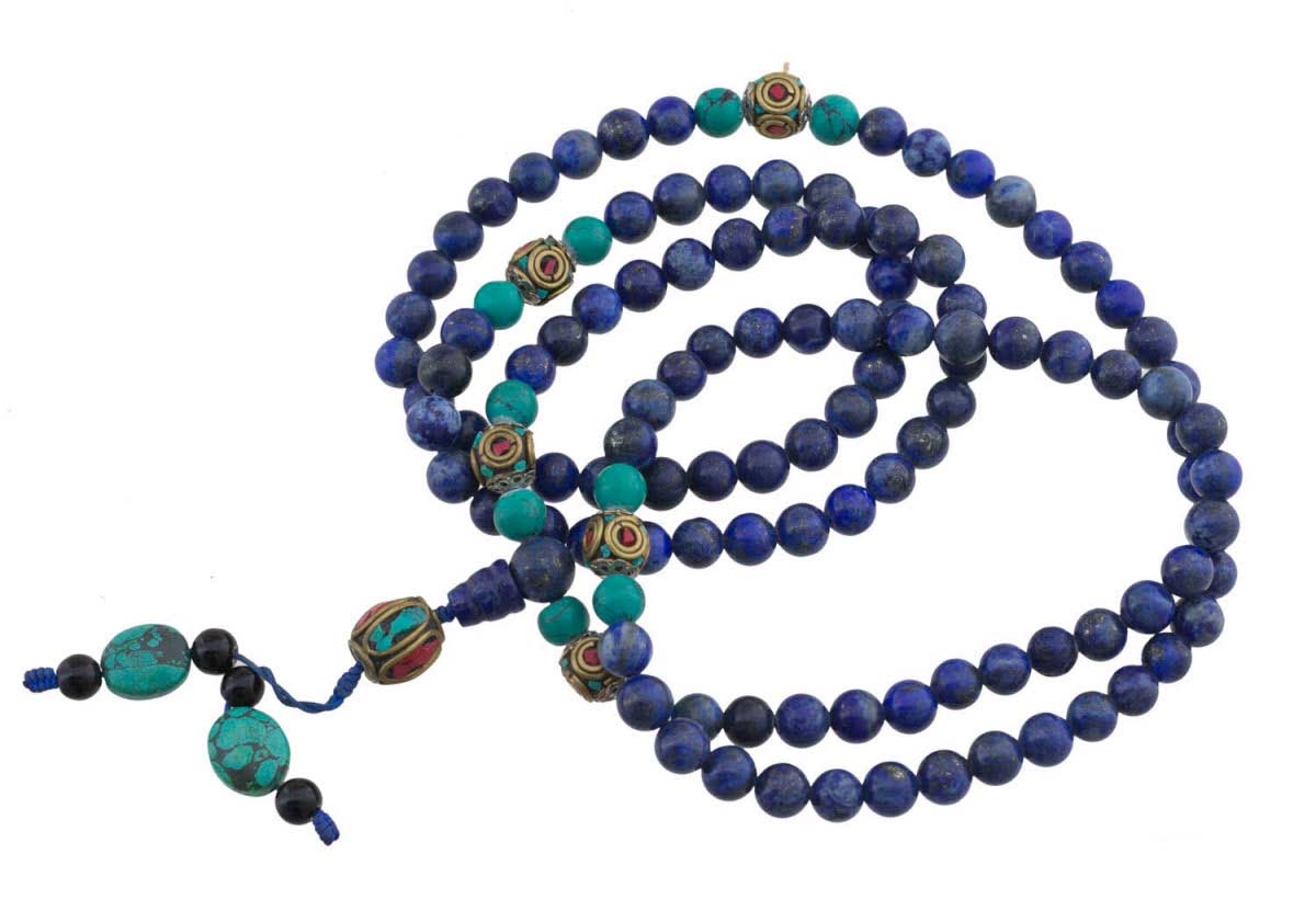 Mala Tibétain Lapis Lazuli – Collier Bouddhiste Pour La Méditation