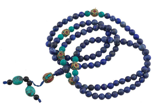 Mala Tibétain Lapis Lazuli – Collier Bouddhiste Pour La Méditation