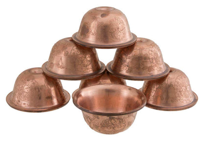 7 Bols d'Offrande Bouddhistes en Cuivre Ciselé Argenté Ø 8.1 cm – Artisanat du Népal