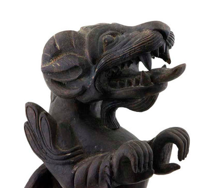 Couple de Dragons Druk Tibétains en Bois Sculpté – Sculptures Bouddhistes du Népal