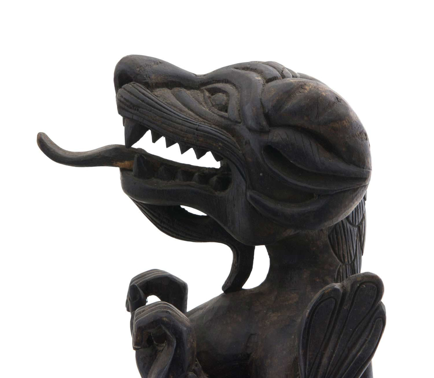 Couple de Dragons Druk Tibétains en Bois Sculpté – Sculptures Bouddhistes du Népal