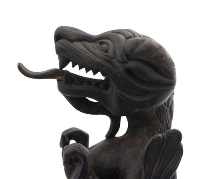 Couple de Dragons Druk Tibétains en Bois Sculpté – Sculptures Bouddhistes du Népal