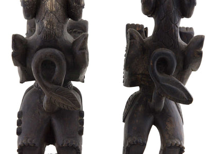 Couple de Dragons Druk Tibétains en Bois Sculpté – Sculptures Bouddhistes du Népal