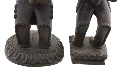 Couple de Dragons Druk Tibétains en Bois Sculpté – Sculptures Bouddhistes du Népal