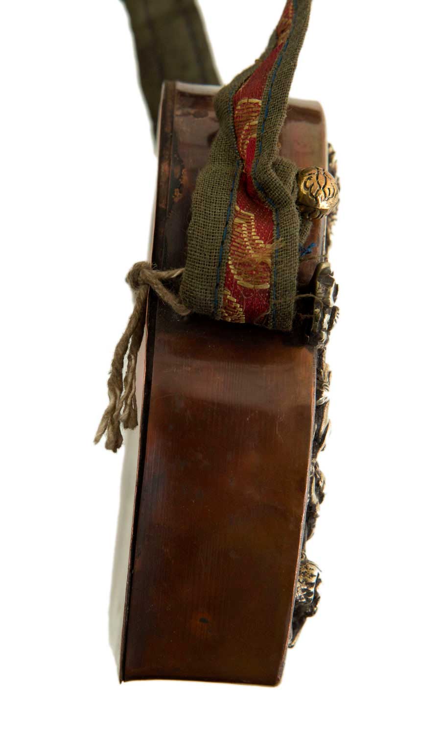 Ghau tibétain – autel votif de voyage Chenrezig en cuivre et laiton argenté