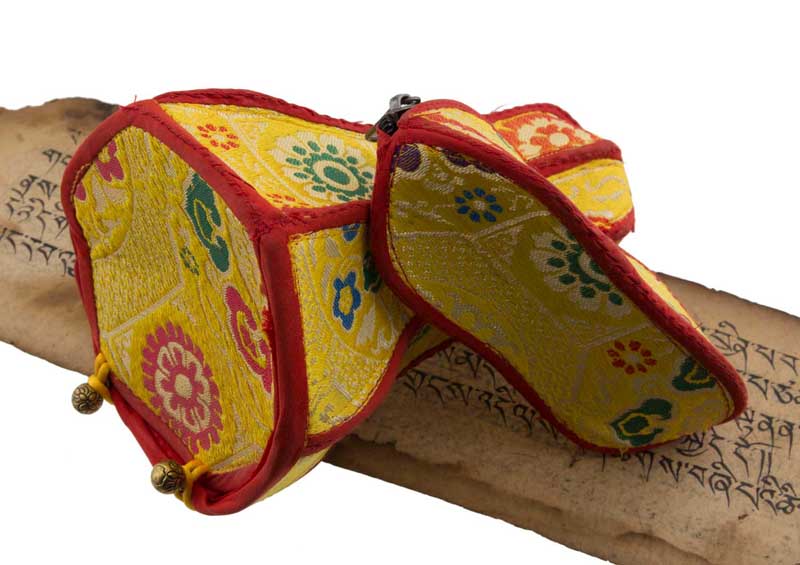 Housse en Brocart pour Cloche Tibétaine et Dorje – Étui de Protection Grande Taille