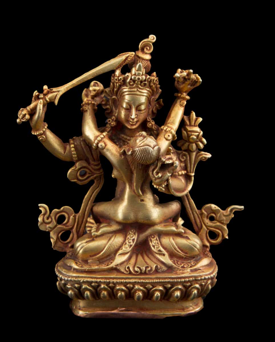 Statue Yab-Yum Manjushri Shakti en Cuivre 9,1 cm – Sculpture Bouddhiste Tibétaine du Népal