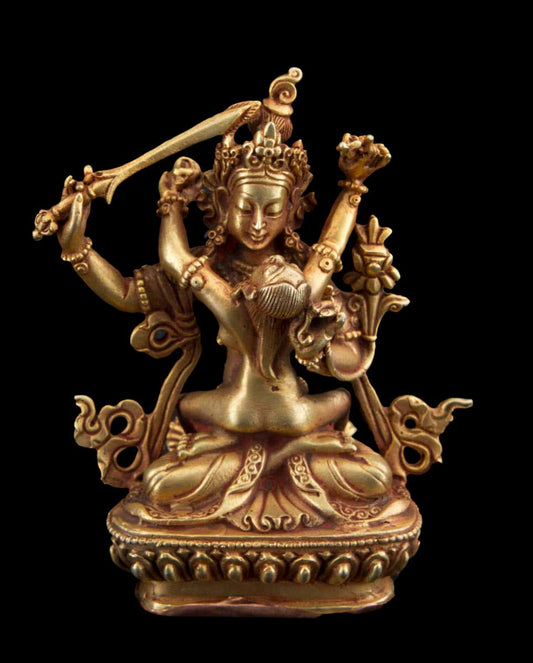 Statue Yab-Yum Manjushri Shakti en Cuivre 9,1 cm – Sculpture Bouddhiste Tibétaine du Népal