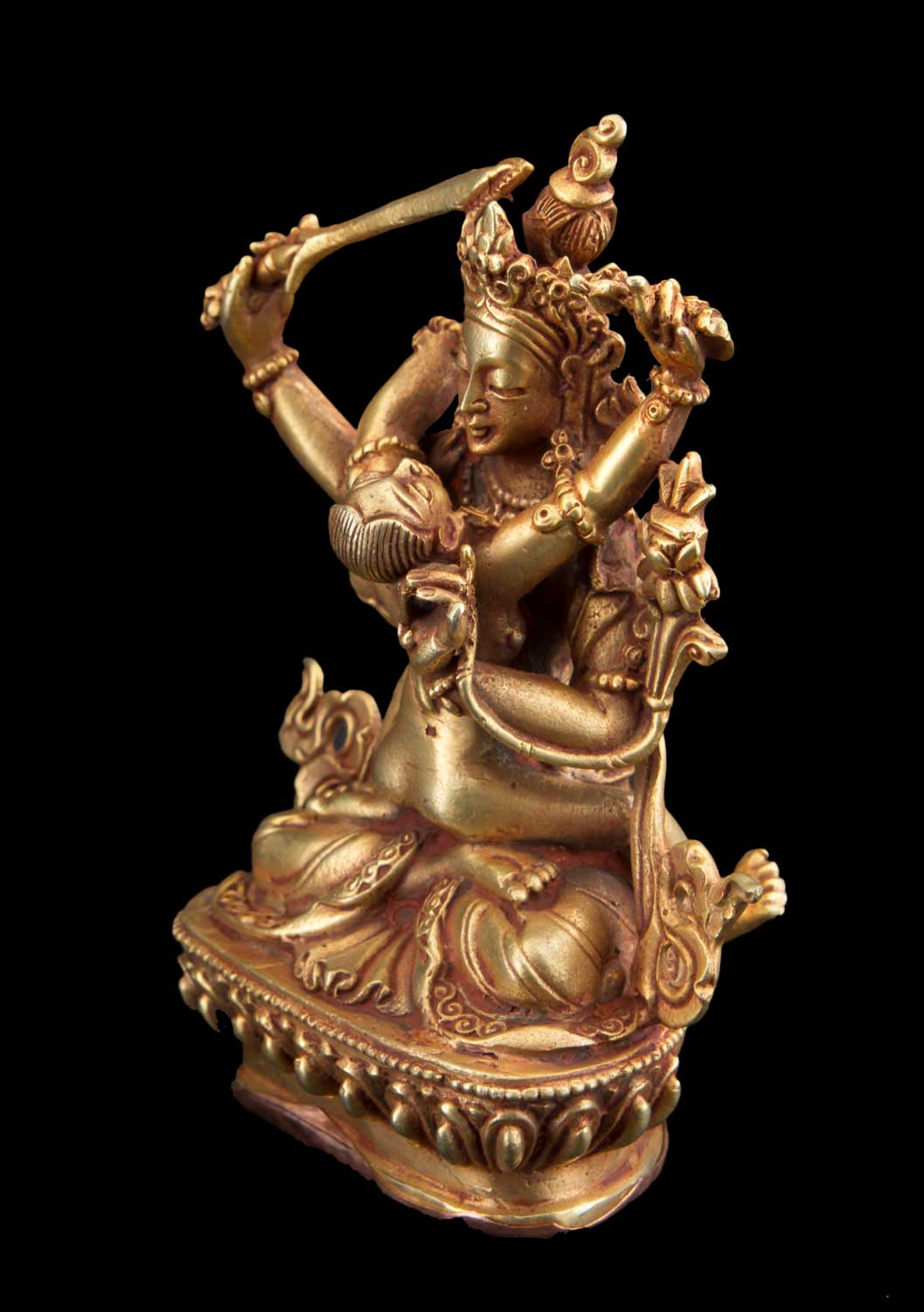 Statue Yab-Yum Manjushri Shakti en Cuivre 9,1 cm – Sculpture Bouddhiste Tibétaine du Népal