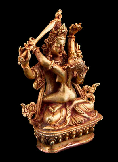 Statue Yab-Yum Manjushri Shakti en Cuivre 9,1 cm – Sculpture Bouddhiste Tibétaine du Népal