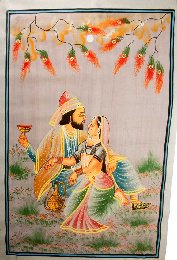 Peinture Moghole Indienne – Maharaja et Courtisane