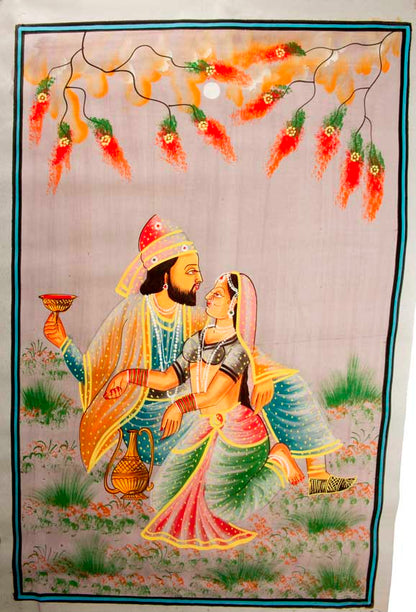 Peinture Moghole Indienne – Maharaja et Courtisane
