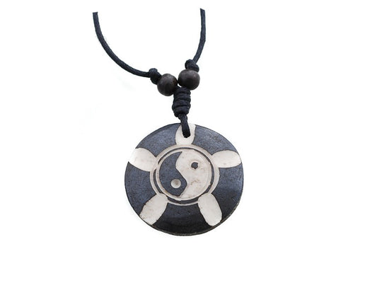 Collier Pendentif Yin Yang En Os De Yak