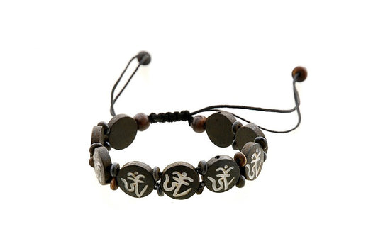 Bracelet Tibétain Aum Om en Os de Yak – Symbole du Bouddhisme Tibétain