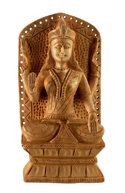 Statuette Lakshmi En Bois 15,9 cm – Déesse Hindoue De La Prospérité