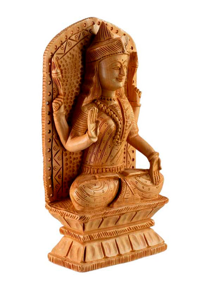 Statuette Lakshmi En Bois 15,9 cm – Déesse Hindoue De La Prospérité