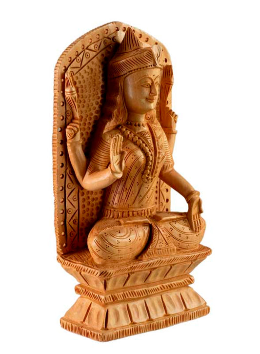Statuette Lakshmi En Bois 15,9 cm – Déesse Hindoue De La Prospérité