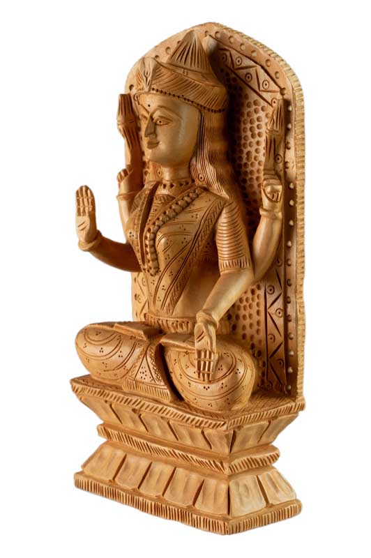 Statuette Lakshmi En Bois 15,9 cm – Déesse Hindoue De La Prospérité