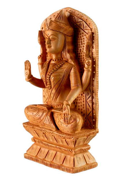Statuette Lakshmi En Bois 15,9 cm – Déesse Hindoue De La Prospérité