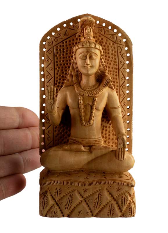 Statuette Shiva En Bois – Sculpture Spirituelle Artisanale Indienne