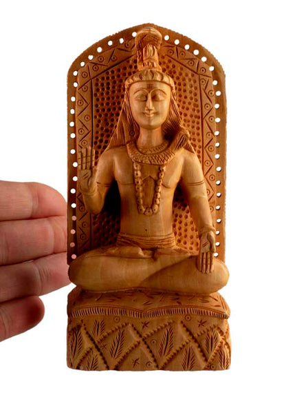Statuette Shiva En Bois – Sculpture Spirituelle Artisanale Indienne