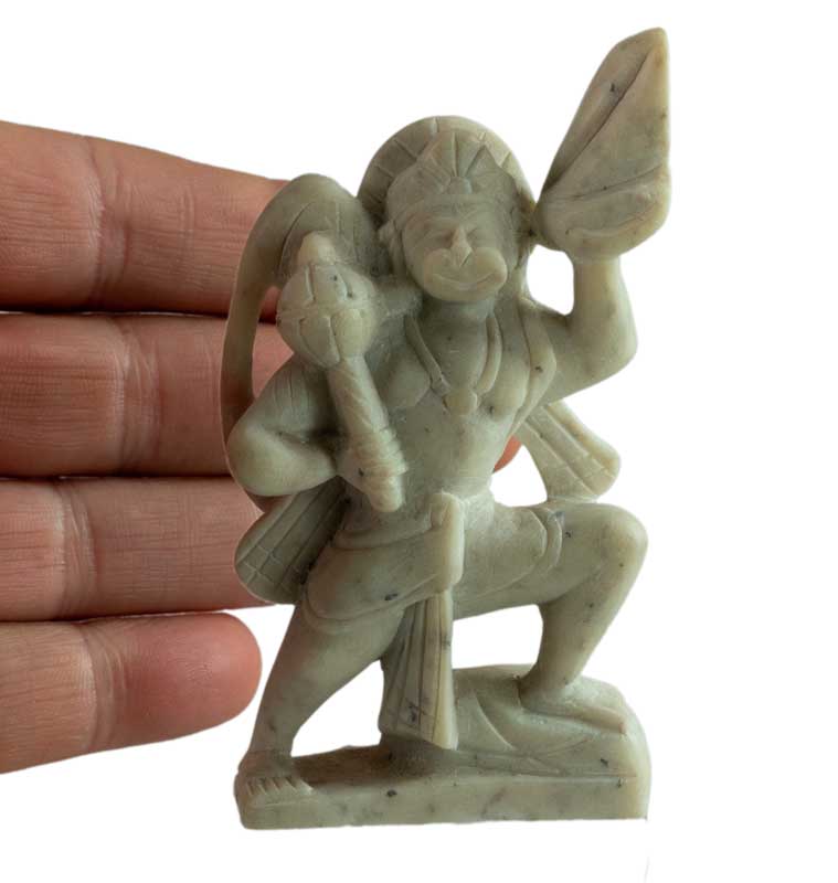 Statuette Hanuman en Pierre Sculptée – Artisanat Traditionnel Indien