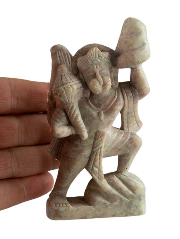 Statuette Hanuman en Pierre Sculptée – Artisanat Indien Fait Main