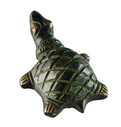 Figurine Tortue En Laiton – Statuette Ethnique Tribale Artisanale D’Inde