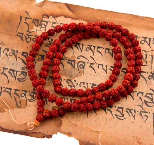 Mala Tibétain en Graines de Rudraksha 6/7 mm – Chapelet Bouddhiste Authentique