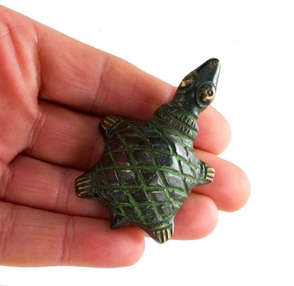 Figurine Tortue En Laiton – Statuette Ethnique Tribale Artisanale D’Inde